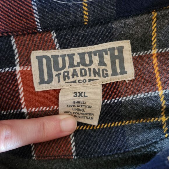Duluth Trading Co. Mens Fleece Lined Button Up Coat Jacket 3XL Blue Red Plaid - Picture 4 of 7